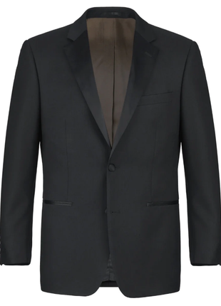 Raphael Solid Black Classic Fit 100% Wool Two Button Notch Lapel Tuxedo Suit