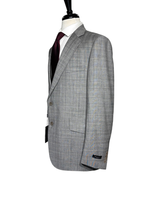 Galvani Collezione Mens Gray Windowpane Notch Lapel Classic Fit 2-Button Wool Suit - 44R