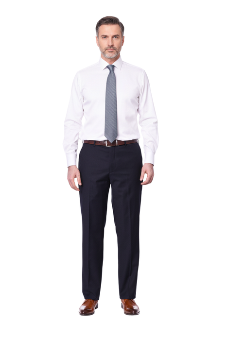 blue dress pants Mens Classic Fit Solid Navy Blue Flat Front Washable Prehemmed Dress Pants, 30 / 29 / 30X29