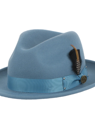 Steven Land Men's Agave Blue Fine Australian Wool Fedora Hat