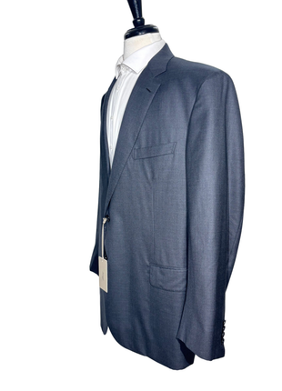 Brioni Mens Charcoal Textured Fully-Canvassed Notch Lapel Classic Fit 2-Button Wool Suit - 50L