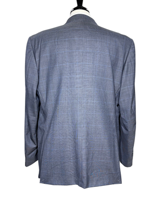 Corneliani Mens Blue Glen Plaid Fully-Canvassed Notch Lapels Classic Fit 2 Button Wool Suit - 48R