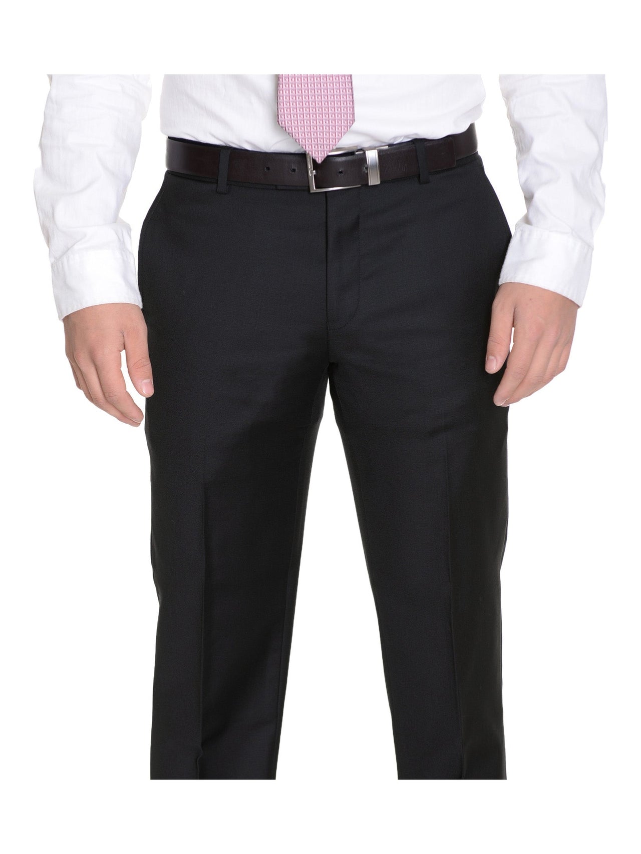 Braveman Mens Black Washable Flat Front Slim Fit Dress Pants