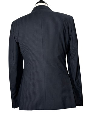 Z Zegna Mens Black Pinstripe Notch Lapels Classic Fit 2-Button Wool Suit - 40R