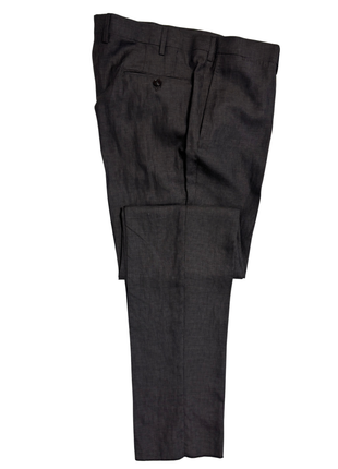 Ermenegildo Zegna Mens Gray Houndstooth Fully-Canvassed Notch Lapel Classic Fit 2-Button Linen Blend Suit - 44R