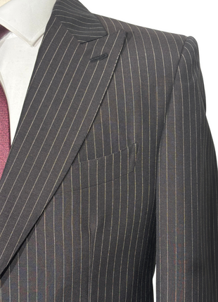 Brioni Mens Dark Brown Pinstripe Fully-Canvassed Peak Lapel Classic Fit 3-Piece Wool Blend Suit - 40S