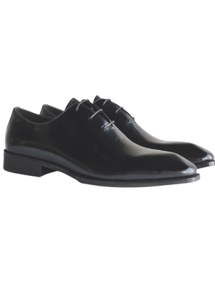 Carrucci Mens Black Wholecut Oxford Leather Dress Shoes