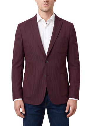 Bergamo Burgundy Technical Weave Slim Fit 4-Way Stretch Air Blazer