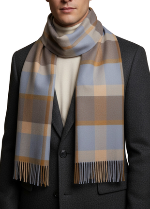 Tovaglia Mens Plaid Cashmere Fringe Scarf
