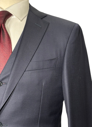 Canali Solid Navy Canvassed Slim Fit Notch Lapel Wool 3-Piece Suit 38R - The Suit Depot