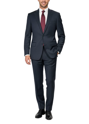 Canali Solid Dark Navy Modern Fit Notch Lapel Canvassed Wool 2-Button Suit 38R