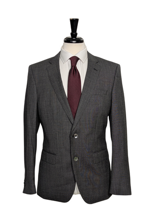 Hugo Boss Mens 44R Gray Weave 100% Wool Slim Fit 2 Piece Suit
