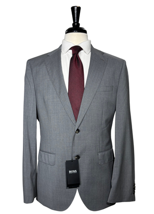 Hugo Boss Modern Fit Stretch Light Gray Solid Two Button Notch Lapel Wool Suit