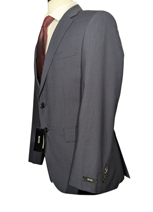 Hugo Boss Slim Fit Tonal Navy Micro-Check Notch Lapel Two Button Wool Suit