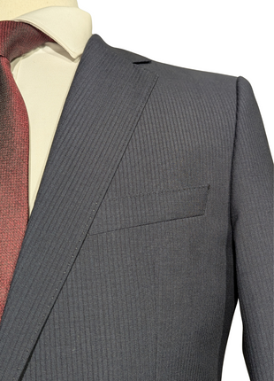 Hugo Boss Slim Fit Tonal Navy Micro-Check Notch Lapel Two Button Wool Suit