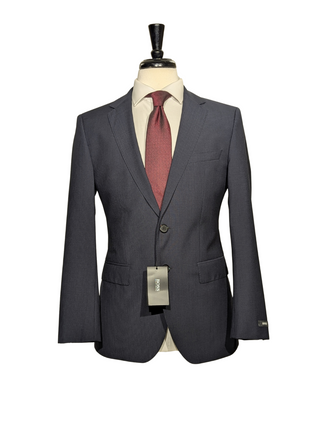 Hugo Boss Slim Fit Tonal Navy Micro-Check Notch Lapel Two Button Wool Suit