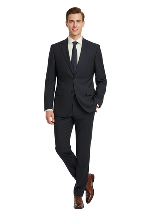 Brioni Navy Check 100% Wool Suit 42R