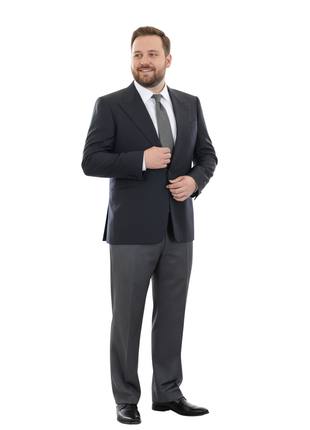 Corneliani 48R 60 Gray Super 130's Wool Morning Tuxedo Suit with Peak Lapels