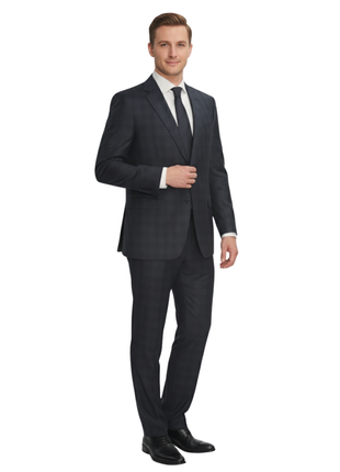Ermenegildo Zegna Men's Blue Plaid 100% Wool Suit 48R
