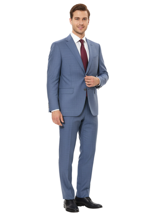 Ermenegildo Zegna Mens 46R Drop 7 Blue Wool Linen Silk Blend 2 Piece Suit