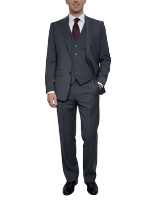 Cleo Luxor Obsidian Charcoal Regular Fit Wool Stretch 3 Piece Suit