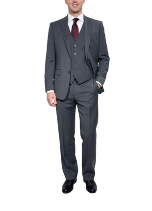 Cleo Luxor Charcoal Gray Regular Fit Wool Stretch 3 Piece Suit