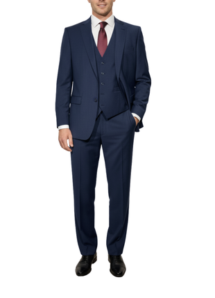 Cleo Luxor Midnight Navy Regular Fit Wool Stretch 3 Piece Suit
