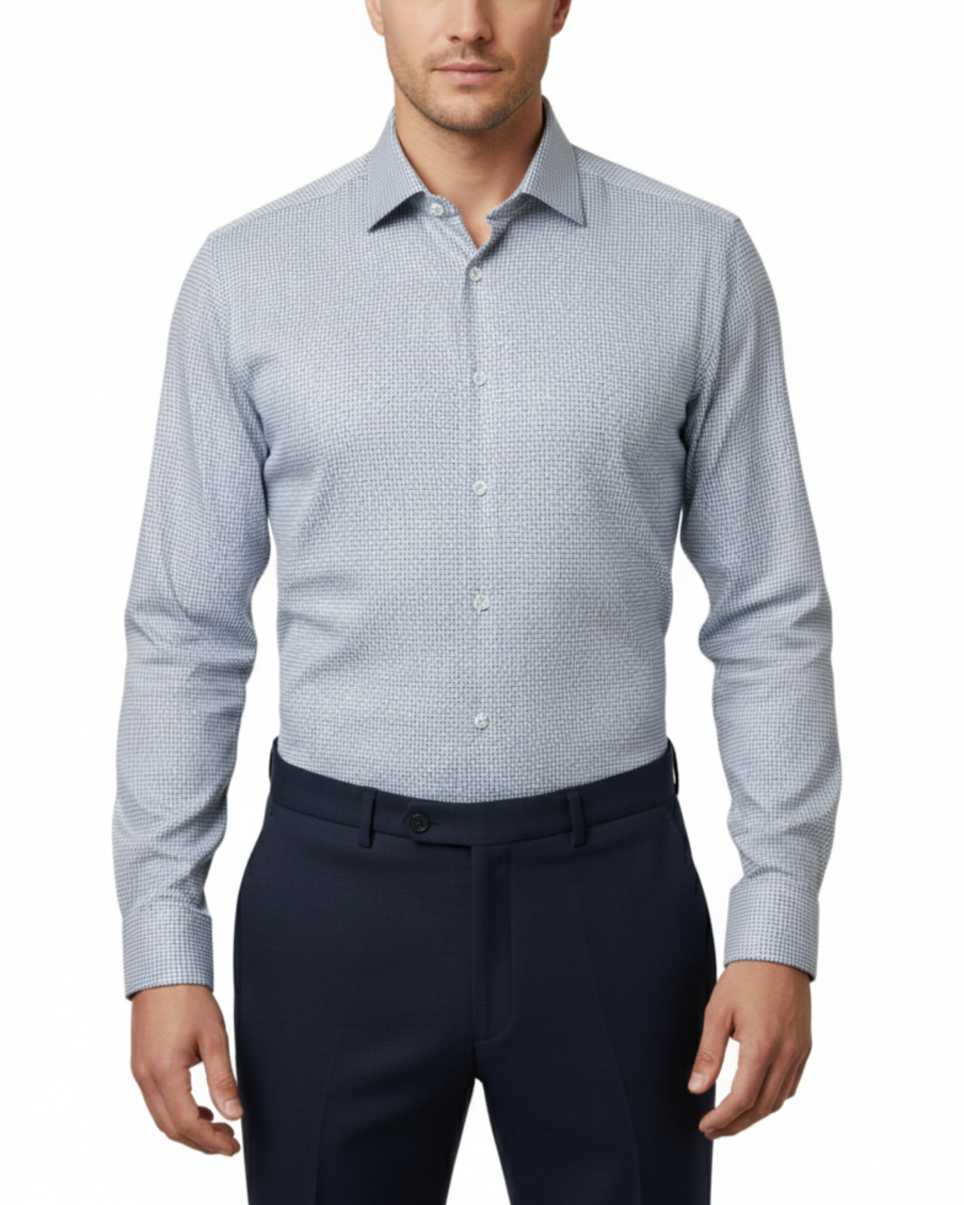 Vitarelli Italy White & Blue Slim Fit 4-Way Super Stretch Wrinkle Resi –  The Suit Depot