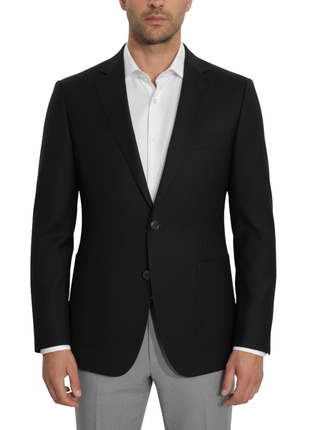 T.O. TR Mens Textured Black Slim Fit Patch Pockets 2 Button Jacket Blazer