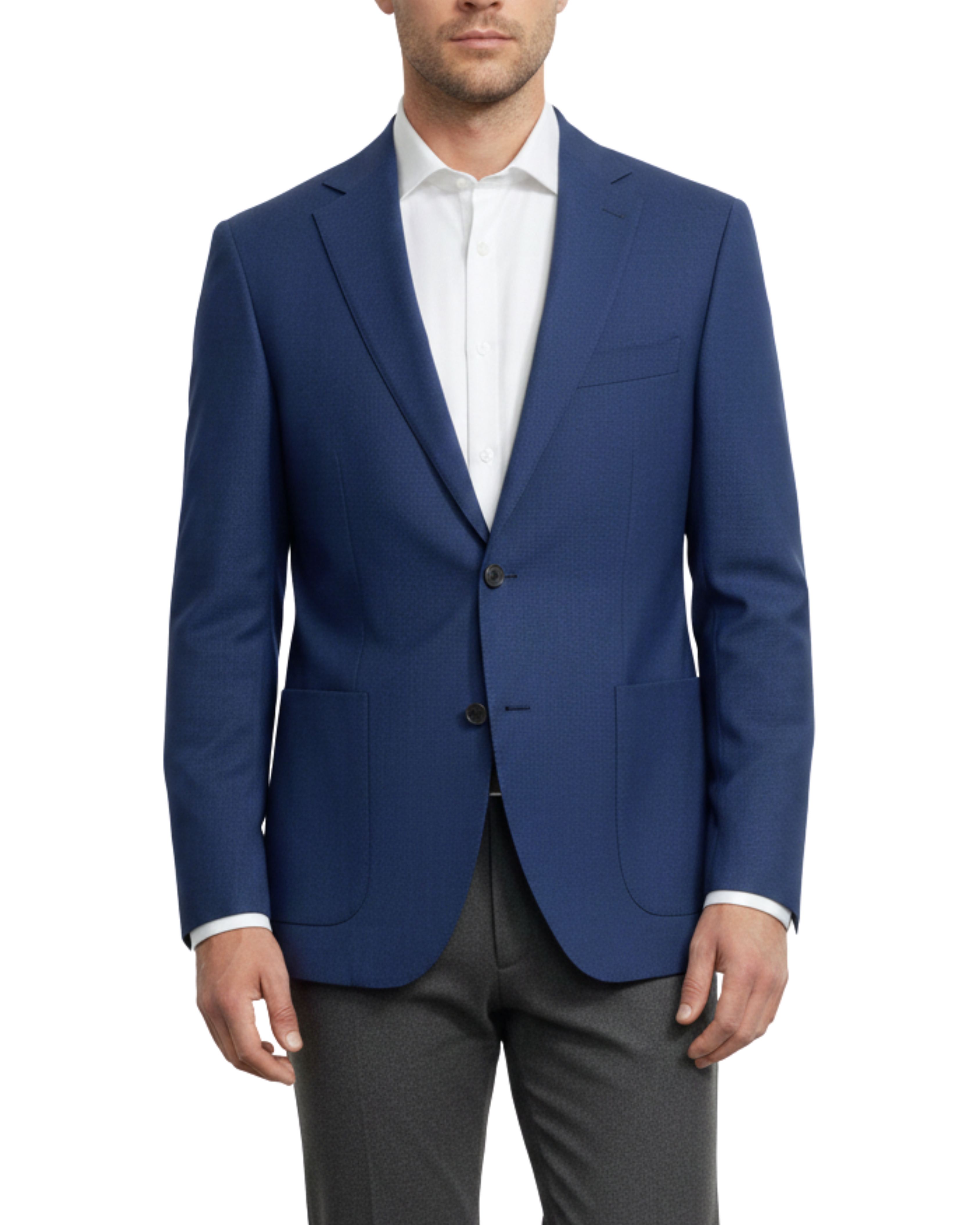 T.O. TR Mens Textured Blue Classic Fit Patch Pockets 2 Button Jacket B ...