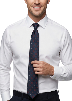 Letteriello Navy With Burgundy Diamond Medallions Woven Grenadine Silk Neck Tie