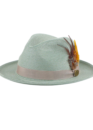 Steven Land Havana Collection Seafoam Woven Straw Fedora Hat