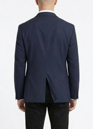 Theory Solid Navy Blue Slim Fit Notch Lapel Wool 2-Button Stretch Blazer