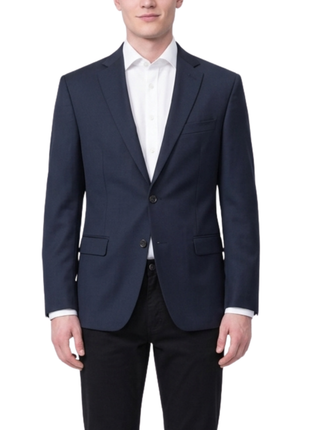 Theory Solid Navy Blue Slim Fit Notch Lapel Wool 2-Button Stretch Blazer