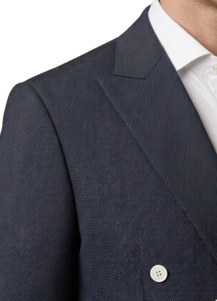 Vitali Textured Black Modern Fit Peak Lapel Stretch Double Breasted Sport Coat