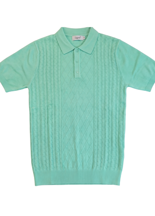 Lavane N.Y. Mens Mint Green Diamond Knit Short Sleeve Polo Sweater Shirt
