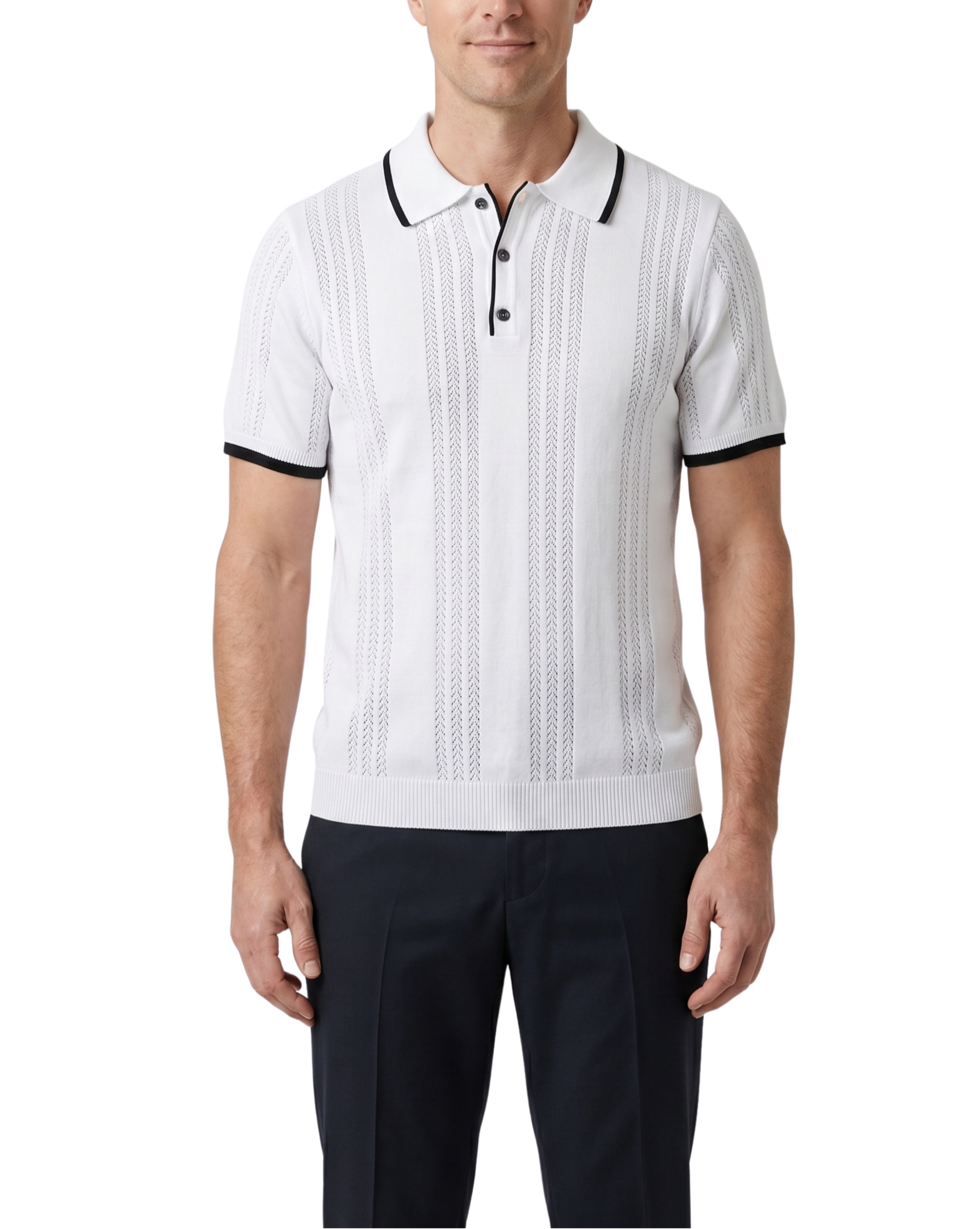 Lavane N.Y. Mens White Knit Short Sleeve Polo Sweater Shirt, 3XL Lavane N.Y. Mens White Knit Short Sleeve Polo Sweater Shirt, 3XL