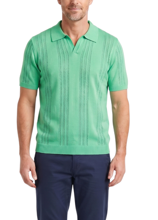 Lavane N.Y. Mens Sage Green Knit Short Sleeve Polo Sweater Shirt