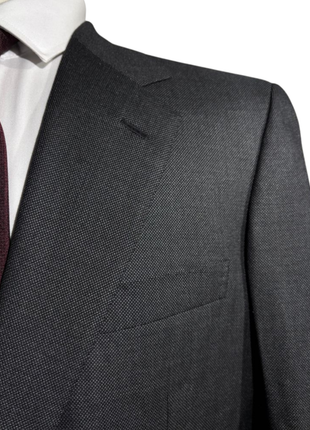 Brioni Mens Charcoal Textured Fully-Canvassed Notch Lapel Classic Fit 2-Button Wool Silk Blend Suit with Asymmetric Pockets - 42L