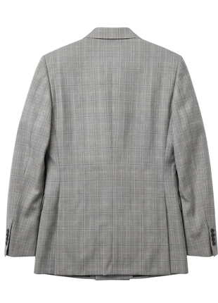 Brioni Mens Light Gray Glen Plaid Fully-Canvassed Peak Lapel Slim Fit Double Breasted Wool Suit  - 38R