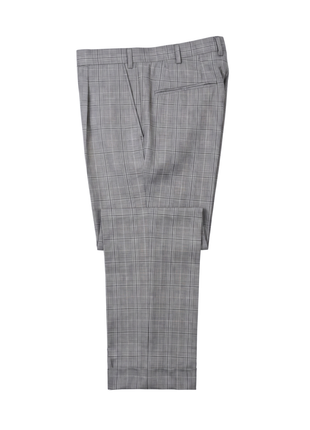 Brioni Mens Light Gray Glen Plaid Fully-Canvassed Peak Lapel Slim Fit Double Breasted Wool Suit  - 38R