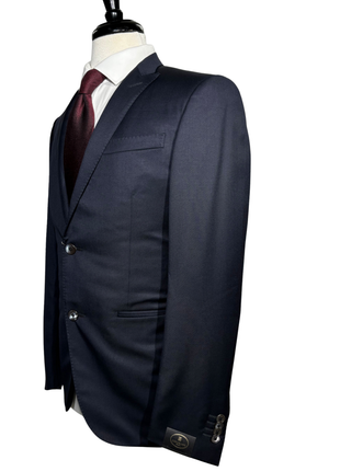 Corneliani Mens Solid Midnight Blue Fully-Canvassed Peak Lapels Slim Fit Sport Coat - 42S