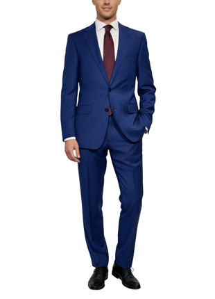 Bartorelli Napoli Mens Royal Blue Weave Notch Lapel Classic Fit 2-Button Wool Suit  - 44L