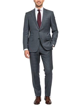 Bartorelli Napoli Mens Gray Glen Plaid Notch Lapel Classic Fit 2-Button Wool Suit  - 44L