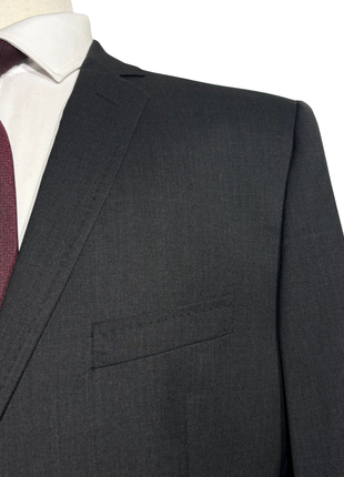 Dolce & Gabbana Mens Charcoal Textured Fully-Canvassed Notch Lapel Slim Fit 3-Button Wool Suit  - 44L