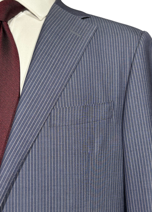 Corneliani Mens Blue Pinstripe Fully-Canvassed Notch Lapels Slim Fit 2 Button Wool Suit - 42L