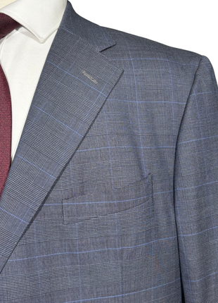 Corneliani Mens Blue Glen Plaid Fully-Canvassed Notch Lapels Classic Fit 2 Button Wool Suit - 48R