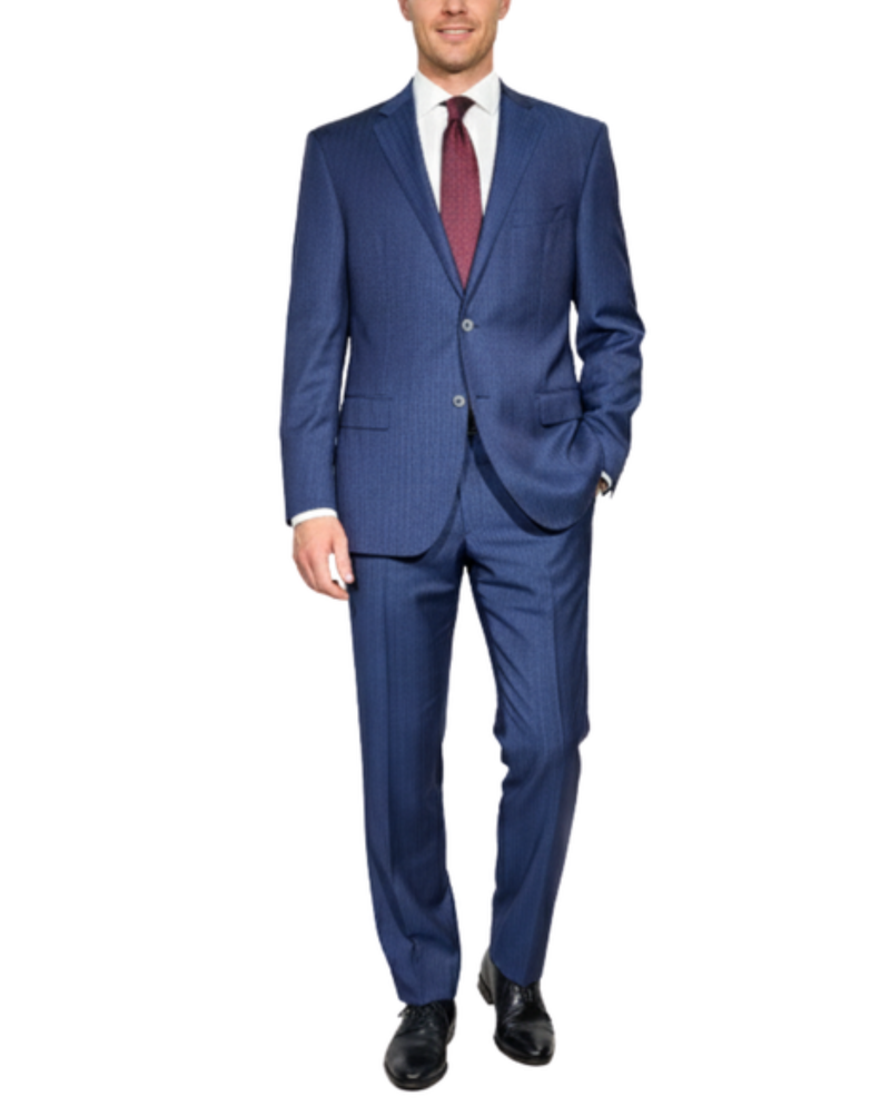 Corneliani Mens Blue Pinstripe Fully-Canvassed Notch Lapels