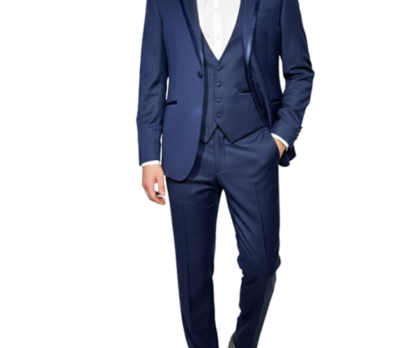 スーツ cootieCOMFORTMERINOSAXONY2TUCKTROUSERS Corneliani Mens Solid Navy Fully-Canvassed Peak Lapel Slim Fit 3