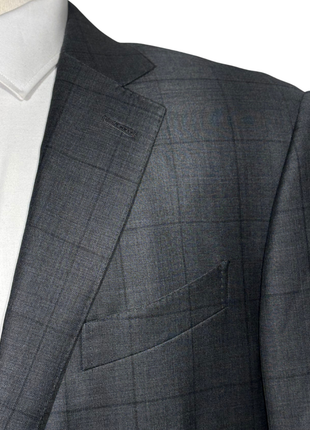 Ermenegildo Zegna Mens Gray Windowpane Fully-Canvassed Notch Lapel Classic Fit 2-Button Wool Suit - 44R